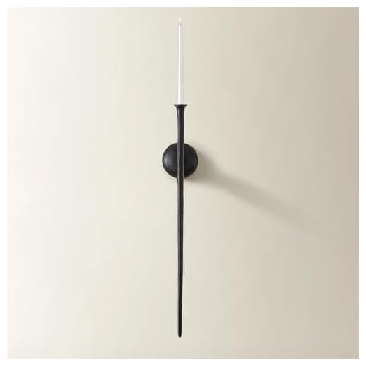 Z Gallerie One Piece Aspar Wall Sconce Long Candle Holder in Black Finish, Retro Chic Wall Decor for Living Room,Vintage Candle Wall Sconce with Timeless Appeal(Candles not Included)