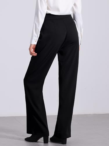 Allegra K Women's Straight Leg Pleated High Waisted Office Business Slacks Casual Pants4