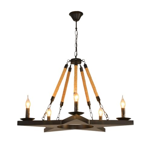 Lámpara de techo vintage industrial negra de 5 luces E14 regulable para iluminación interior 3