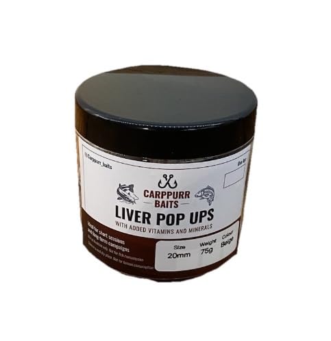 Carpppurr Baits Beige Liver Pop Ups 20mm 75 gram tub – Premium Carp Fishing Hookbaits – High Attraction pop up Baits – Long Lasting Buoyancy