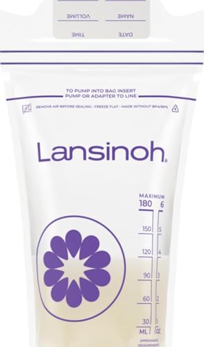 Image of Lansinoh Breastmilk Storage Bags, 6 Ounce, 200 Count | Baby Essentials, Leak-Proof, Fast Freeze & Thaw Breast Milk Bags for Baby Bottle Feeding, Strength & Stretch
