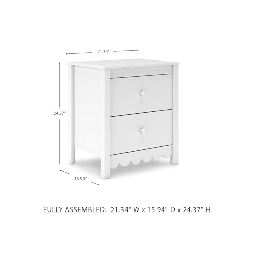 Signature Design by Ashley Bedside Table Nightstand, Scalloped, 2 Drawers - image 2
