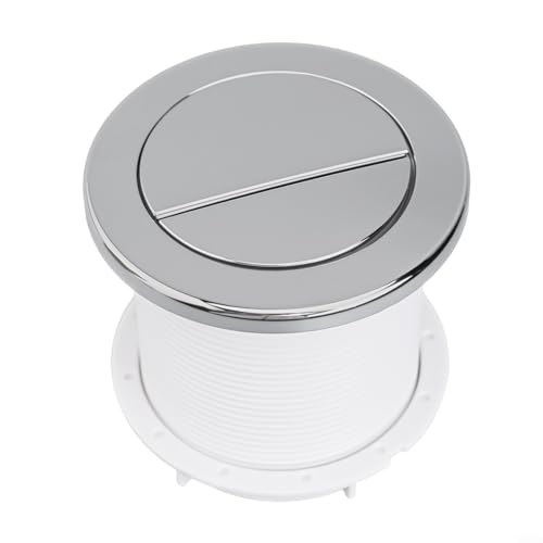 babominimer Moderna ronda doble descarga neumática Pulsador de tanque de inodoro Controlador de tanque de inodoro ABS cromado Accesorios de baño neumáticos compatibles con sistema (plata)