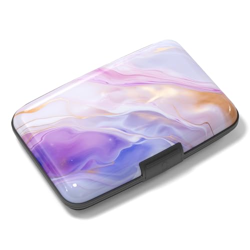 Image of Rimilak Aluminuml Credit Card Holder, Mini Credit Card Wallet RFID Blocking Slim Metal Hard Case for Women Men, Flow Mable