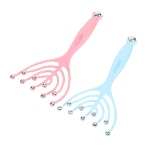 HAPINARY Massaggiatore Per La Testa a 9 Artigli Sfere in Acciaio, Pettine Massaggiante Portatile Per Cuoio Capelluto, Set Da 2 Pezzi Per Massaggio Manuale Rilassante Di Testa, Collo, Spalle e Corpo