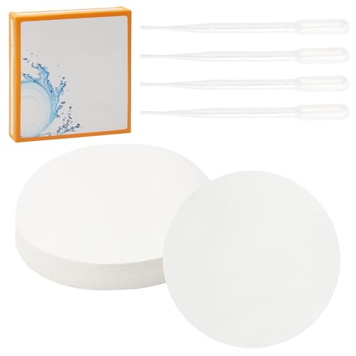 100 unidades de papel de filtro redondo blanco, papel de filtro de laboratorio de calidad, con velocidad de flujo medio, para aplicaciones químicas, prueba de la industria petrolera (12,5 cm)