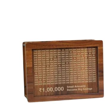 Wooden Money Box with Savings Tracker | 1 Lakh Goal Piggy Bank for Kids & Adults | Cash Collection Bank with Savings Chart | 100000 Gullak for Financial Savings Habit SANWARIYA Traders_Money Bank_159-image-30