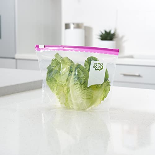 XupZip Quartz Size Slider Freezer Bags with Airtight & Leakproof Smart Zip Seal – Reusable Food Bag with Expandable Bottom – 1 L Heavy-Duty Large Zip-Lock Bags, 25 Pcs