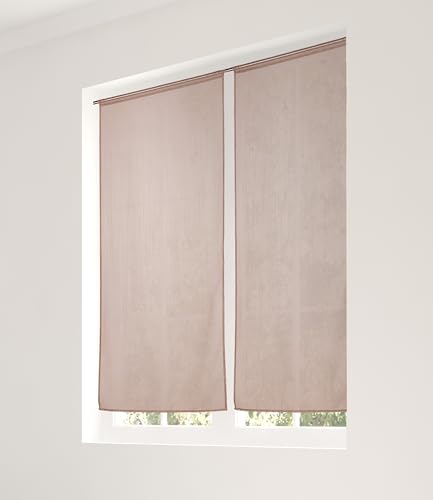 LINDER Voilage Paire de Vitrage - Passe Tringle - Taupe Clair - 60x140cm - 100% Polyester - Certifié Oeko -TEX - Tissé et Teint en France - Collection...