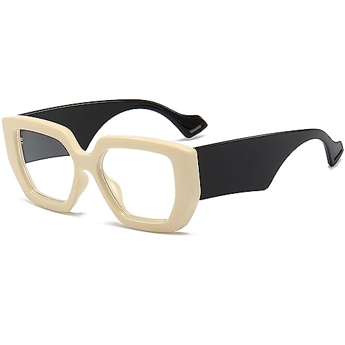 Image of AIEYEZO Thick Frame Blue Light Glasses Men Women, Fashion Square Computer Eyeglass Anti Eyestrain & Prevent Headache