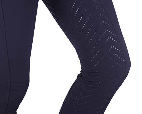 Pantalon d'équitation QHP Lott bleu marine stretch taille haute