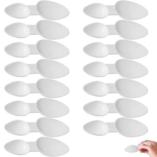 15Pcs Spoon Reusable Medicine Spoon, 2.5ml/5ml Double Sided Spoons, Cereal Powder Milk Powder Coffee Powder Washing Powder Home Outdoor Office Medicine Spoons,Milk Powder, Home, Office (White)