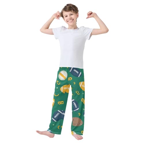 ZZXXB Football Pattern Boys Long Pants Soft Trousers Elastic Waist Kids Lounge Bottoms with Pockets S-XL3