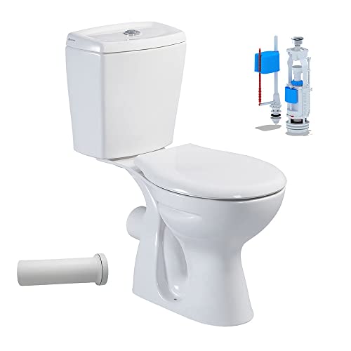 Belvit Stand-WC mit Taharet, Wandabgang waagerecht, Keramik-Aufsatzspülkasten, Softclose WC-Sitz,...
