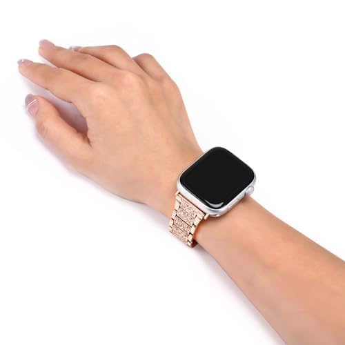 MOSISO Pulseira feminina de aço inoxidável de metal com decoração de strass de 41 mm, 40 mm e 38 mm,
