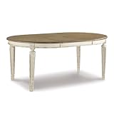 Signature Design by Ashley Realyn French Country Oval Dining Room Extension Table, Chipped White