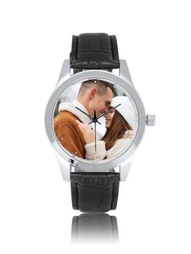 JSDDE Montre Photo Personnalisé pour Femme Homme, Montres Analogique Quartz Grand Cadran Facile à...