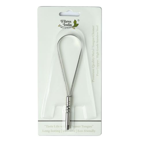 Image of Fibres India Steel Tongue Cleaner, Stainless Steel, Pack of 1 | Tongue Scraper for Adults & Kids, Ergonomic Handle, Fresh Breath & Oral Hygiene