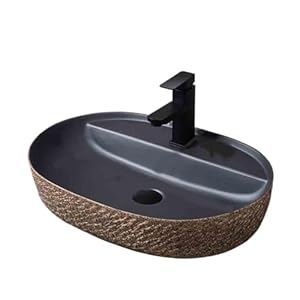 WFchenj222-6 Dunkles Ovales Unterbauwaschbecken mit Armatur