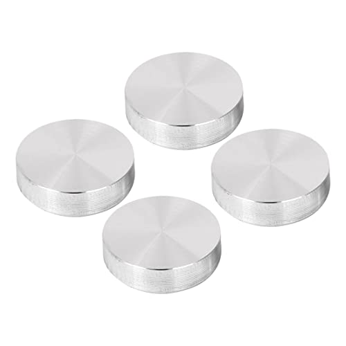 PATIKIL 30 mm x M6 Glas-Tischplattenadapter, 4 runde Aluminiumscheiben für Teetische, silberfarben