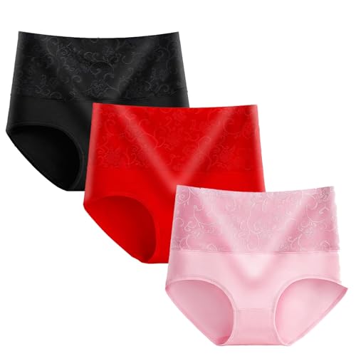3 Piezas de Faja Moldeadora de Cintura Alta Sexy para Mujer para después del Parto, abdominoplastia y Levantamiento de Cadera Combinacion Interior Mujer Pantalon Bragas Altas (Black, XXXXL)