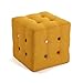Versa Botones Tabouret Puff carré Repose-Pieds pour Le Salon ou la Chambre, Dimensions (H x l x L) 35 x 35 x 35 cm, Coton, Couleur Moutarde Jaune