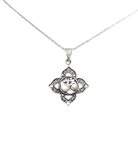 EXINOX Collar Colgante Tradicional Budista | Hombre Mujer | Collar de Ohm om AUM Buda Loto Yoga