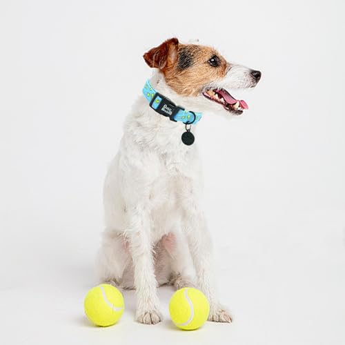 Image of Dog Collar-Tennis Balls Print Adjustable Pet Collars Comfortable Spring Summer Puppy Collar Cute Cotton Durable Collars Gift for Medium Dogs