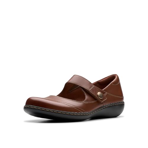 Clarks Women's Ashland Elayne Mary Jane Flat, British Tan Leather, 6.5