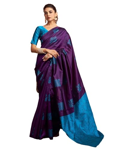 SIRIL Women's Silk Blend Jacquard Woven Saree With Unstitched Blouse Piece