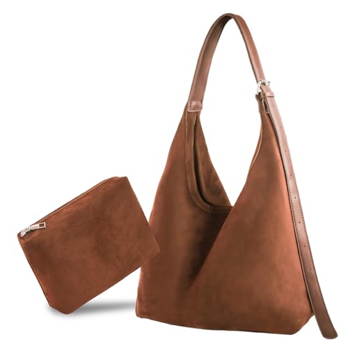 Set 2 Bolsos de Ante Marrón para Mujer con Correa Ajustable miniatura 1