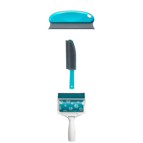 Beldray Antibac Pet Plus+ 3-Piece Upholstery Set – Includes Furresh Hair Blade, Handheld Gel Lint Roller, and Upholstery Brush, Dog and Cat Hair, Scraper Lip, Portable, COMBO-9265A
