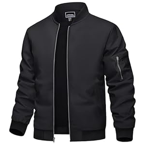 TACVASEN Men’s Lightweight Jacket Thin Sportwear Bomber Jacket Windbreaker Coat