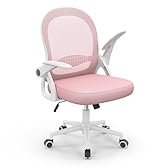 naspaluro Sedia Ufficio, Sedia Scrivania con Supporto Lombare, Poltrona Ufficio in Rete Traspirante, Sedia da Ufficio Ergonomica Braccioli e Altezza Regolabili, Rosa