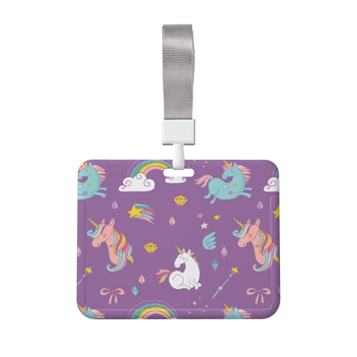 名札ケース ユニコーン 紫 ネームホルダー 名刺ホルダー IDカードケース パスケース IDカードケース おしゃれ カードホルダー バッジホルダー 首掛け 吊り下げ名札 定期入れ 名刺入れ 旅行用品 学生証 贈り物