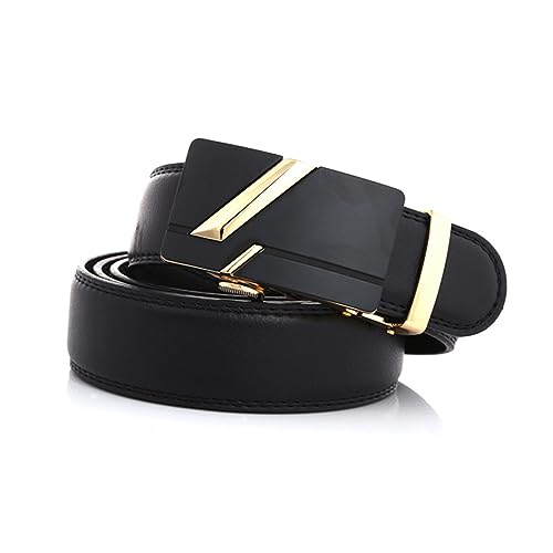Men Imitation Leather Belt with Automatic Buckle Adjustable Casual Jeans Strap for Everyday Wear Stylish Alloy Buckle Design2