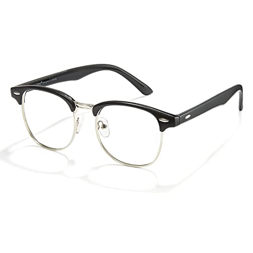 Cyxus Blue Light Glasses Retro Semi Rimless for Men and Women UV Blocking Computer glasses gaming glasses Anti Harmful Blue Light between 380 nm and 450 nm Black 8056T01