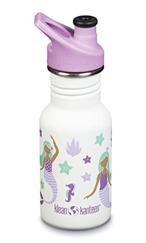 Klean Kanteen Edelstahl Trinkflasche Kinder - neuer Sport Cap, Classic Narrow, neue schmale Ausführung, 355ml, Farbe:Mermaids