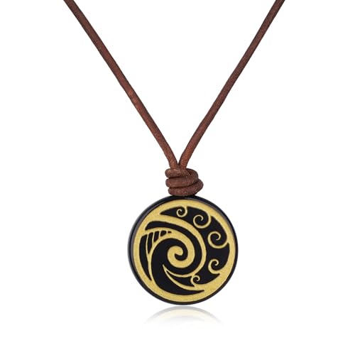 COAI Genuine Leather Necklace, Black Obsidian Pendant Maori Koru Necklace for Men Women