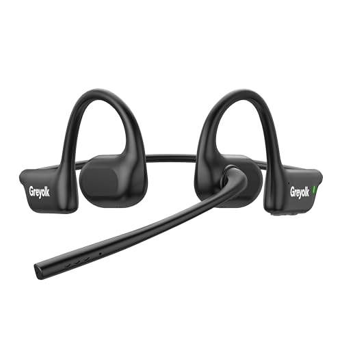 GREYOLK Cuffie Bluetooth Open-Ear con Microfono, Auricolari Senza Fili a Conduzione Aerea con Cancellazione del Rumore, Cuffie Wireless Leggere e Comode per PC, Telefono, Ufficio, Casa e Riunioni