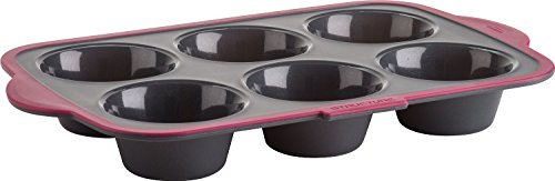 Trudeau Structure Silicone Pro Muffin Pan, 6, Grey/Burgundy (09912093)