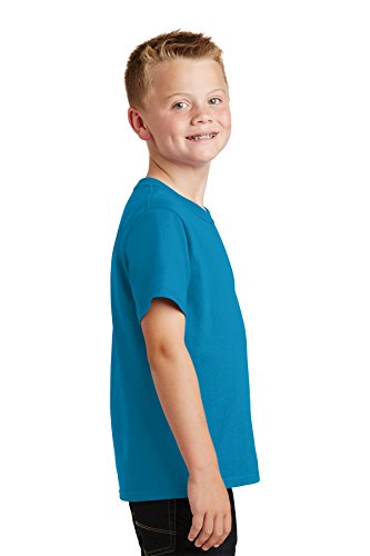 Port & Company Youth Core Cotton Tee Neon Blue XS2