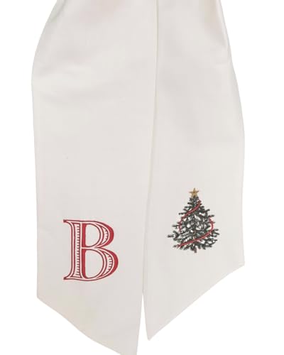 Monogram Christmas Wreath Sash: Embroidered Christmas Tree Design, Christmas Decor (Christmas Tree)