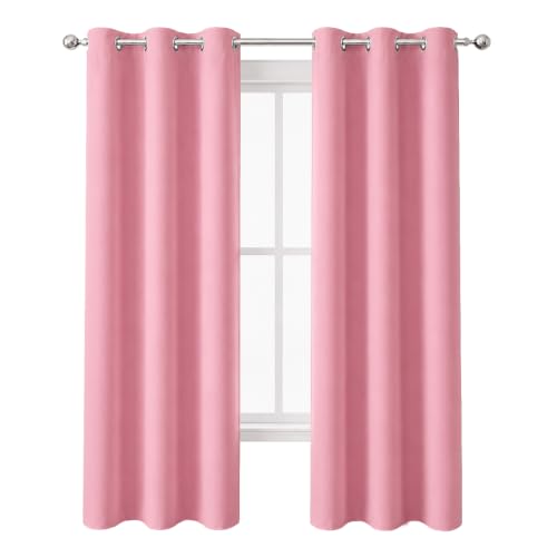 Image of LEMOMO Pink Blackout Curtains /42 x 84 Inch /Set of Two Panels Grommet Bedroom Curtains