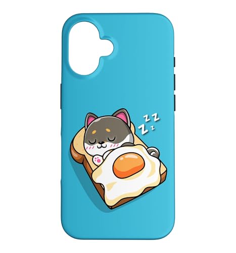 Womens Kids Kawaii Eggs Toast Black Tan Shiba Inu Dog Lover �X�}�z�P�[�X iPhone 16 �p