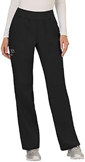 Cherokee Women's Mid Rise Straight Leg Pull-on Pant, Medium Petite, Black