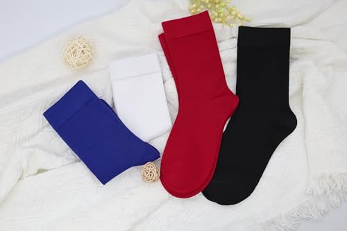 Womens Rayon Viscose Bamboo Casual Socks Solid Color Crew Socks Dress Breathable Soft Gift 4 Pairs3