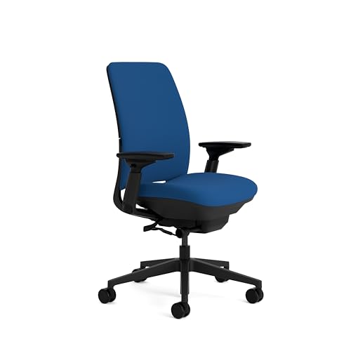 Steelcase Amia, chaise de bureau ergonomique avec soutien LiveLumbar et accotoirs 4D Bleu royal; Fabriqué en Europe