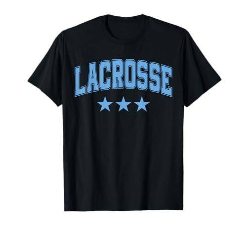 Texto clásico retro universitario de Lacrosse All Sky Stars Camiseta