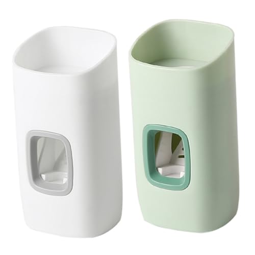 FOMIYES 2pcs Wall Mounted Toothpaste Squeezer Dispenser PP Toothpaste Holder for Bathroom Lazy Person Toothpaste Squeezer Set + No Drill Installation